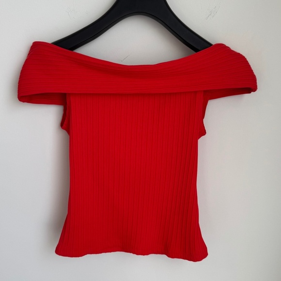 NWT Madewell XXS Red Ribbed Off The Shoulder Top - Picture 4 of 6